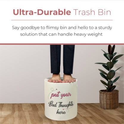 Modern Round Printed Trash Can 12l - Quote Print